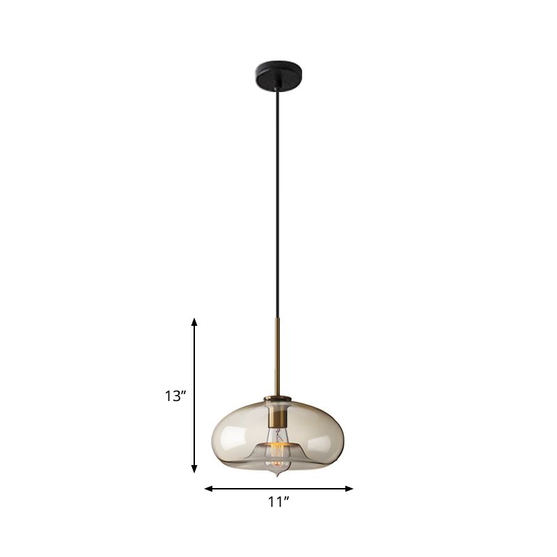 Lampada a sospensione ovale/brocca/globo fumo/cognac vetro a bulba singola luce a soffitto in grigio