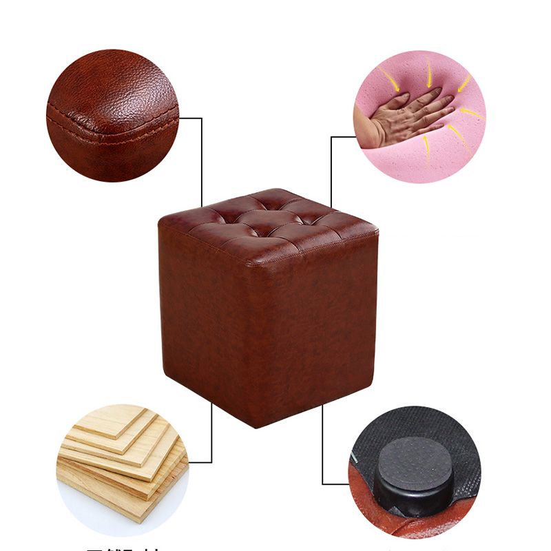 Modern Leather Pouf Water Resistant Square Pouf for Living Room