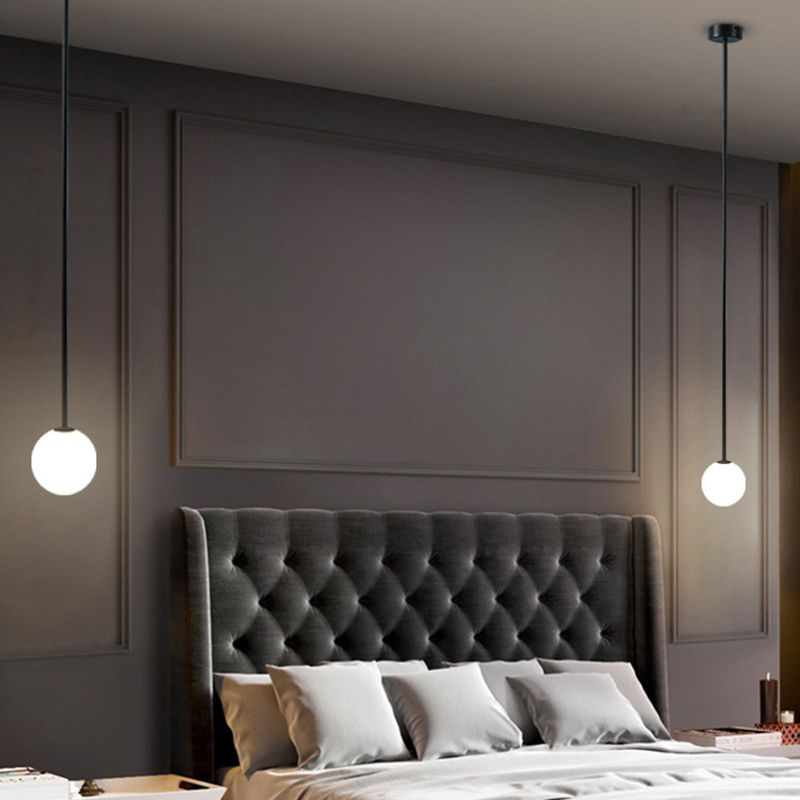 Minimalism Pendant Lighting Fixture Black Globe Hanging Pendant Light with Glass Shade