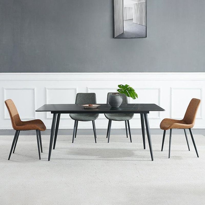 Rectangle Dining Table Industrial Stone Top Dining Table with 4 Legs