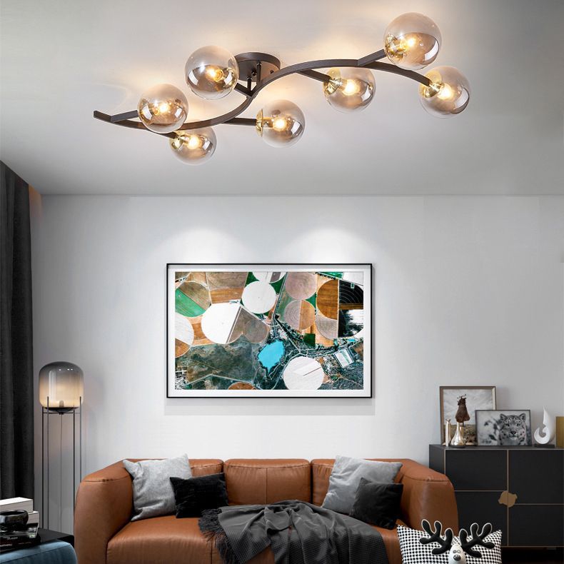 Contemporary Sphere Flush Light Fixture Glass Flush Mount Ceiling Light