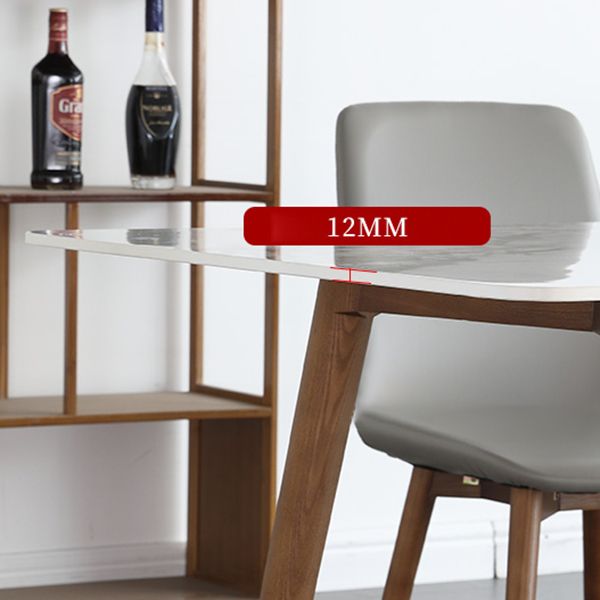 Mesa de comedor rectangular Colección de comedor de piedra con base de madera maciza
