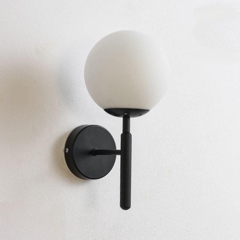 Contemporary Single Head Wall Sconce Glass Ball Shade Wall Mounted Light for Living Room