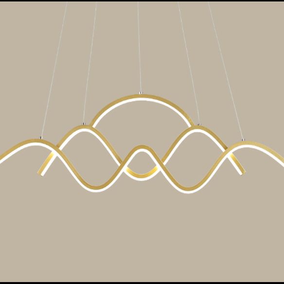 Wave Metal Suspension Pendant Light Contemporary Style LED Chandelier Lighting Fixture