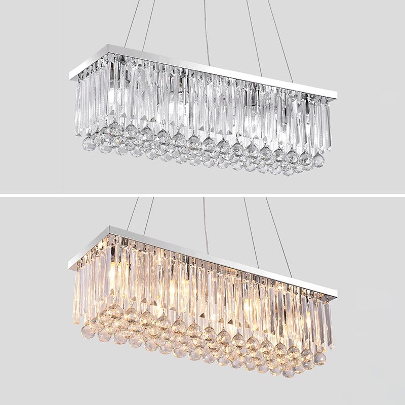 Modern Style Island Light Clear Crystal Chandelier Lamp for Living Room