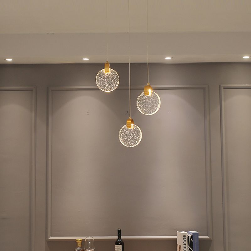 Simplicité moderne Crystal Hanging Living Room LED Round Shape Pendant lampe Paxage