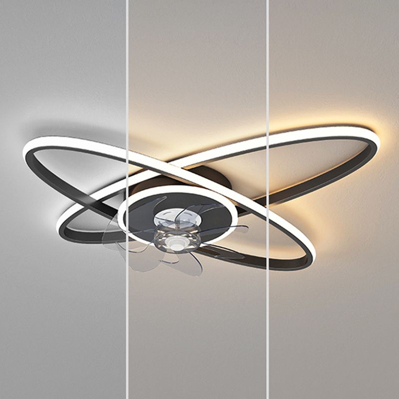 Oval 3 - Light LED Fan Light in Black / Gold Modern Ceiling Fan