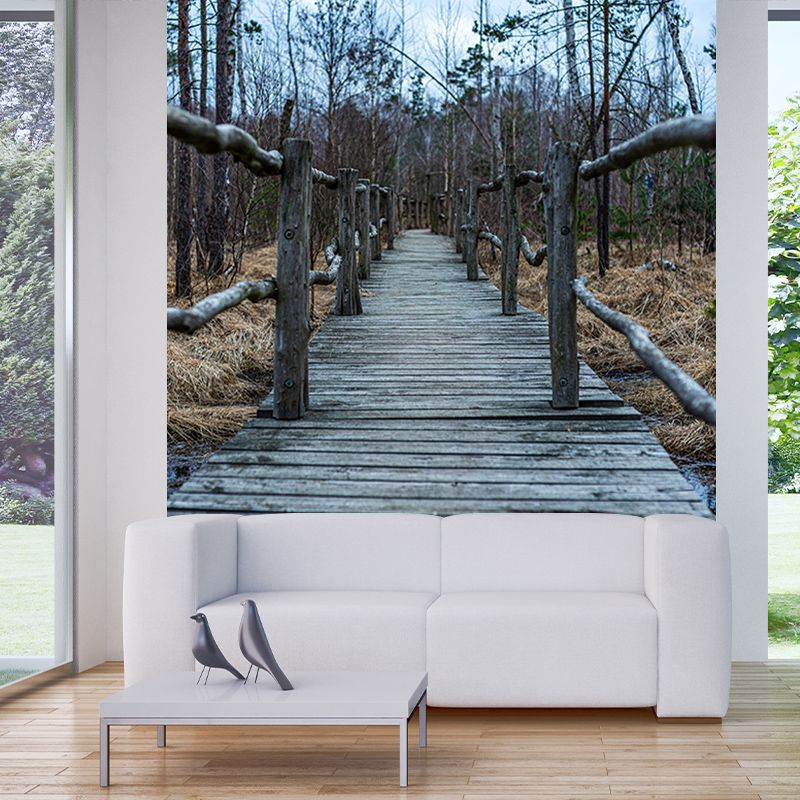 Wooden Nature Mural Industrial Style Space Extension Mural for Home