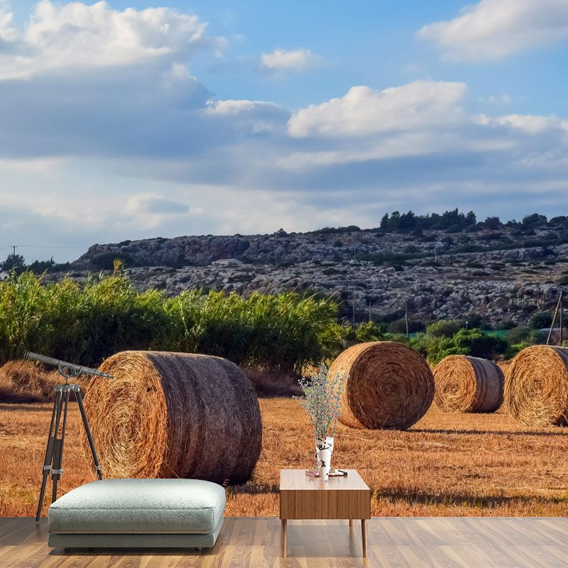 Customized Straw Bale Mural Decal Wall Decor Mildew Resistant for Living Room