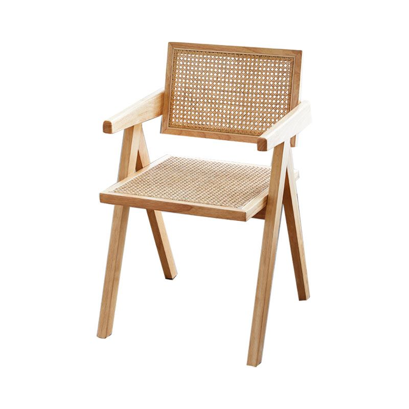 Modern Home Dining Arm Chair Rubberwood Open Back Dining Side Chair
