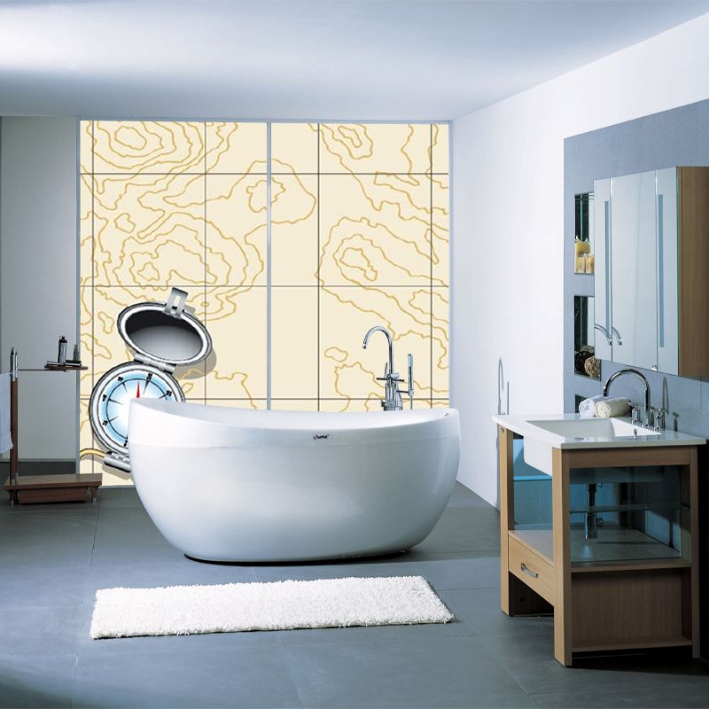 Compass and Geography Line Mural Modern Washable Bedroom Wall Decor, Custom-Made