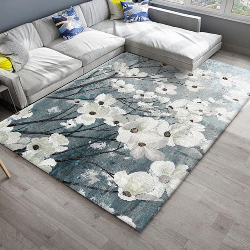 Nordic Bedroom Rug Multi Colored Plant Printed Area Rug Polypropylene Pet Friendly Stain-Resistant Carpet