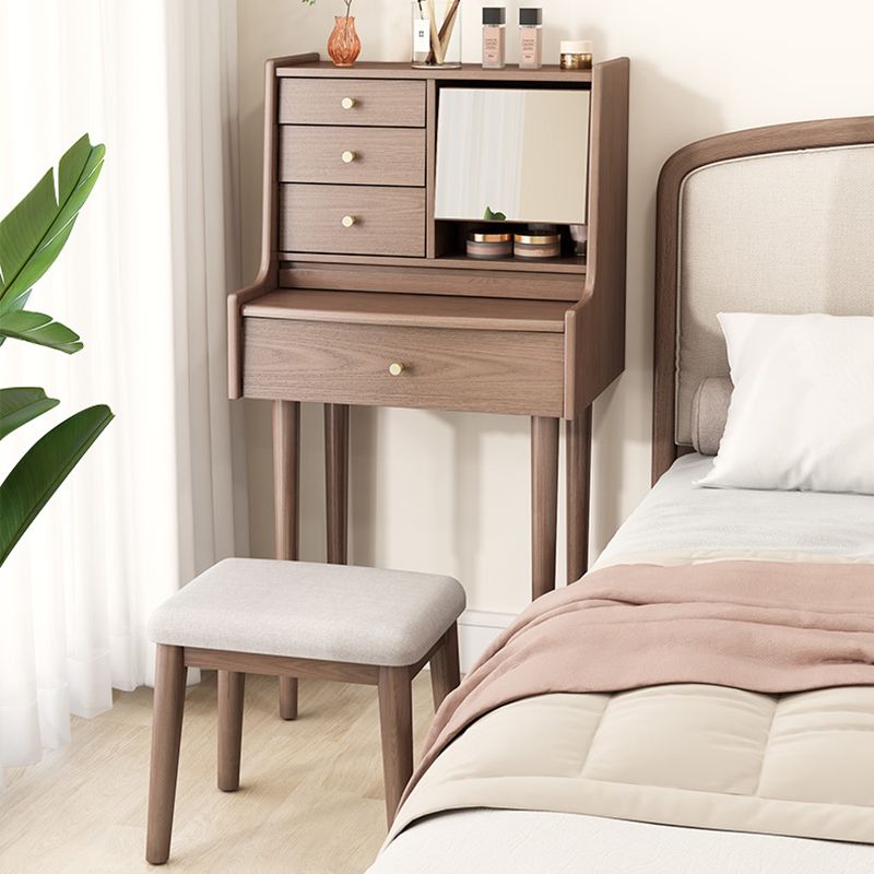 Traditional Wooden Makeup Vanity Desk Table with Stool for Bedroom