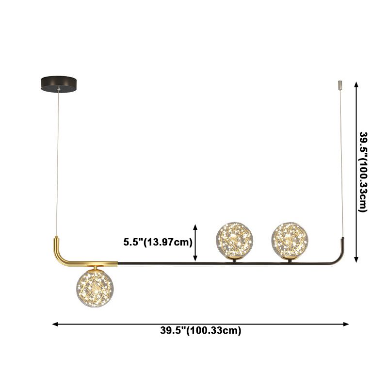 Modern Sphere Island Lighting Glass 4 Light Island Pendant Lights in Gold