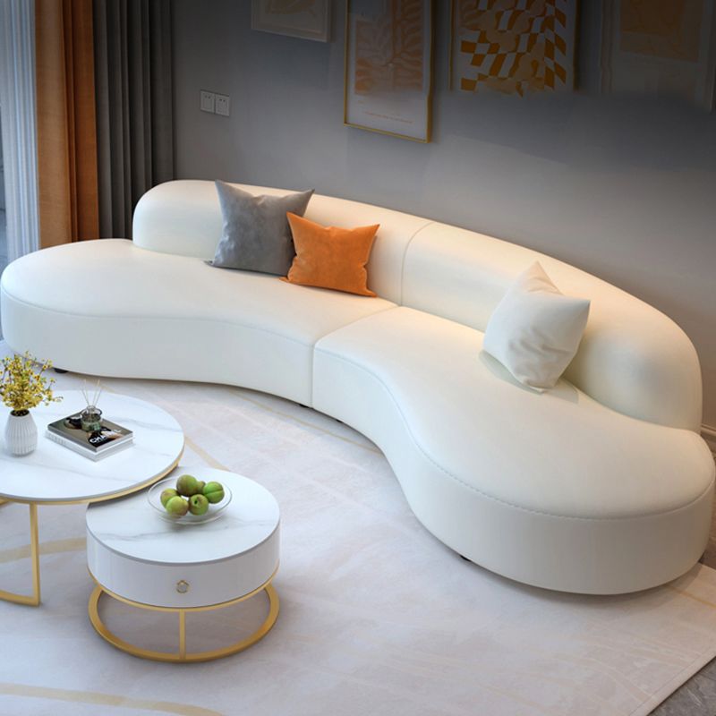 Curved Armless Sectional Sofa Faux Leather Stain-resistant Sectional