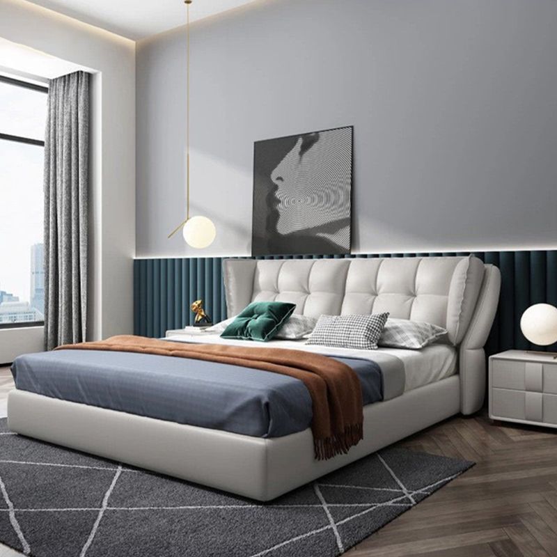 Contemporary Pine Wood Storage With Wings Lift Up Storage Wingback Bed