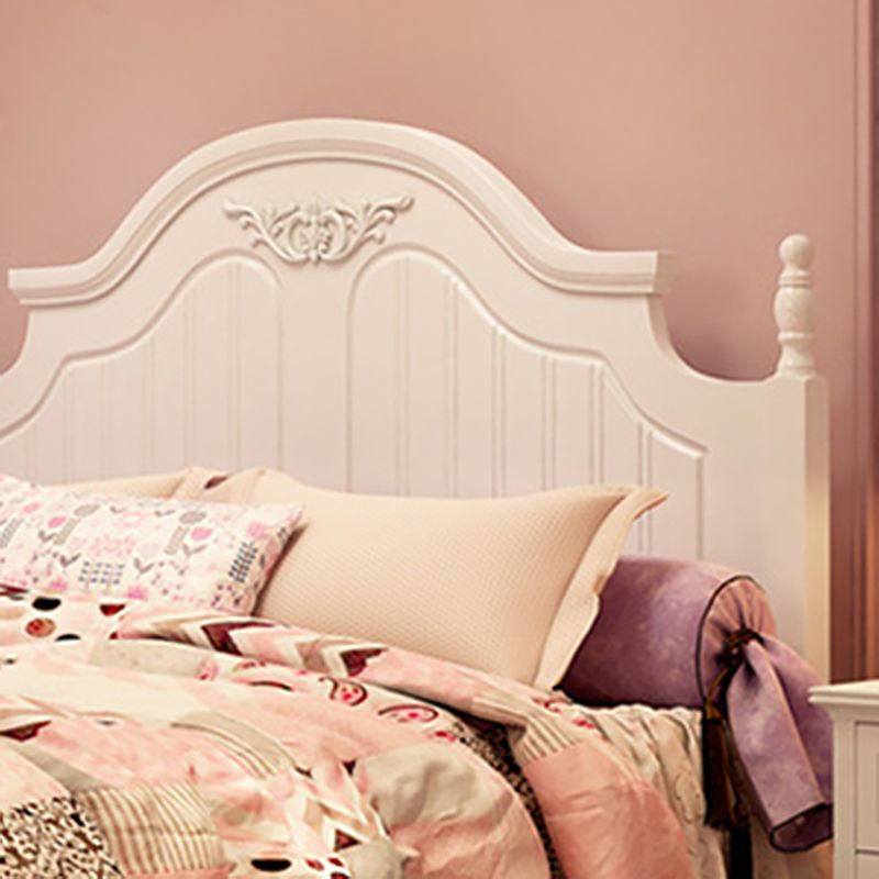 French Country Poster Bed Cream Solid Wood Four Poster Bed with Headboard