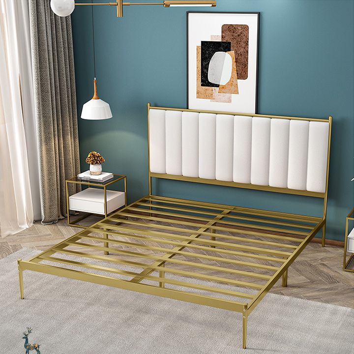 Glam Metal Solid Color Rectangular Upholstered Headboard Standard Bed