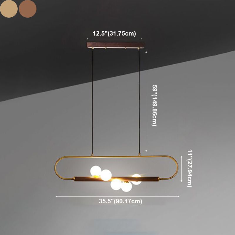 Luces de isla esféricas de estilo creativo moderno luces colgantes de madera