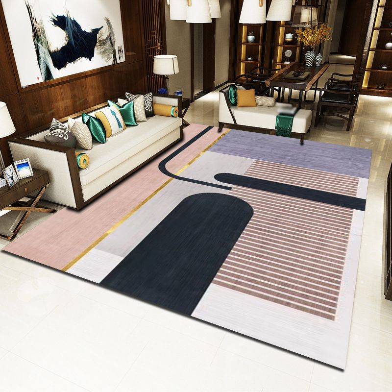 Gold Simplicity Rug Polyester Color Block Rug Washable Rug for Living Room