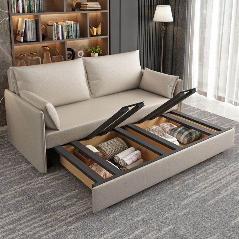 Contemporary Sofa Futon Bonded Leather Futon Sleeper Sofa with Storage