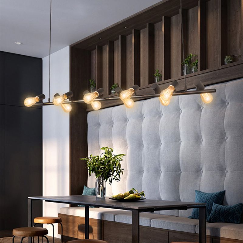 Industrial Hanging Lamp Black Kitchen Island Light with Metal