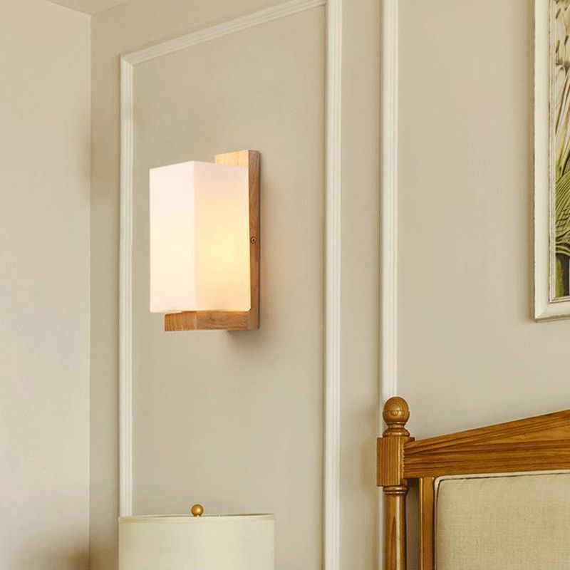 Bedroom Modern Minimalism Sconce Light Solid Wood One Head Wall Mounted Lighting Fixture