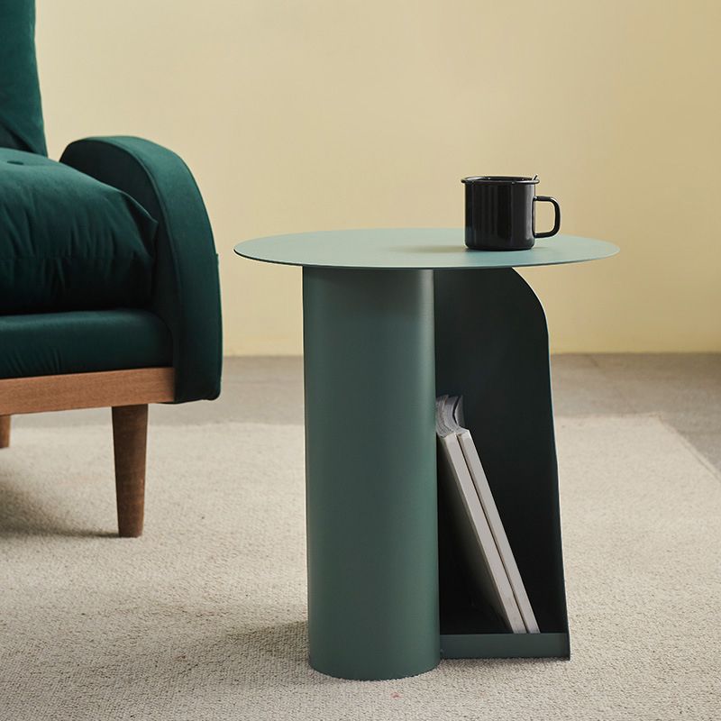 18.5" Tall Modern Mental Abstract Side Table Round Top End Table with Storage