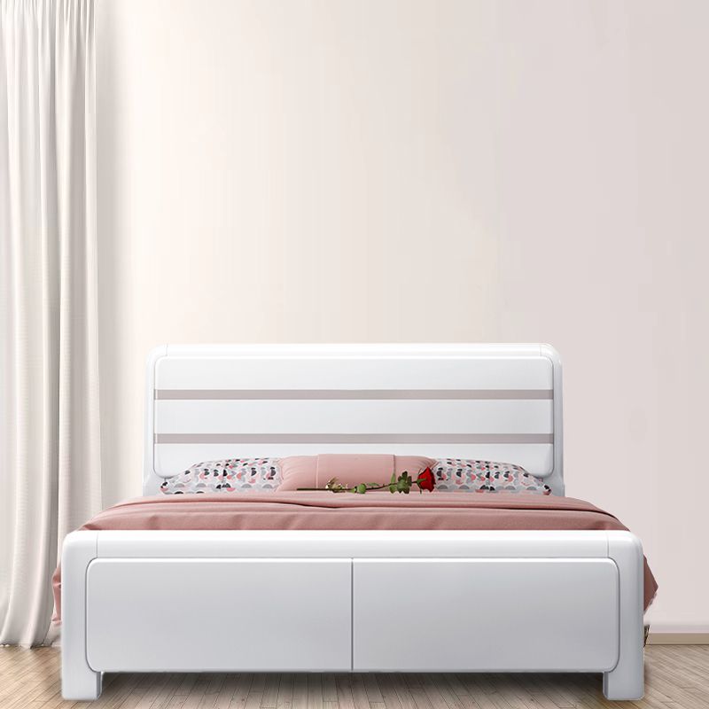 Contemporary Wood Standard Bed, Panel Rectangular Headboard Bed Frame