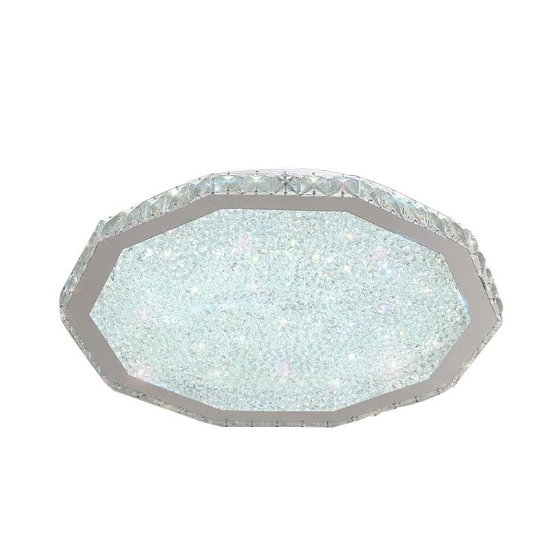 Polygon Crystal Flush Mount Fixture Modern LED Stainless-Steel Flush Ceiling Light for Living Room