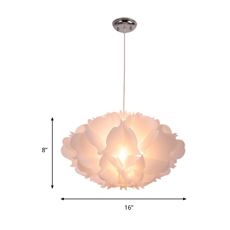 Cloud Hanging Ceiling Light Art Deco Acrylic 1 Light White Suspension Light for Dining Room, 16"/23.5" Wide