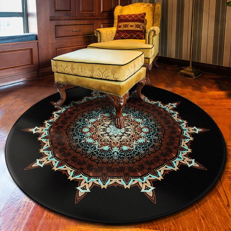 Multi Colored Flower Rug Polypropylene Moroccan Carpet Anti-Slip Backing Washable Stain Resistant Rug for Bedroom