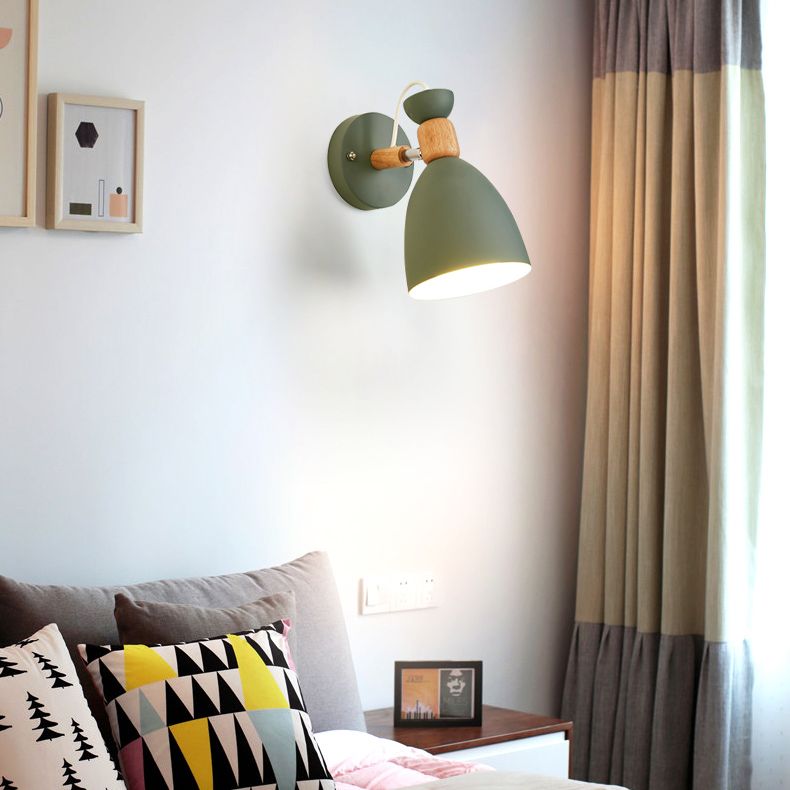 Geometric Shade Wall Lighting Modern Nordic Style Metal 1 Light Sconce Light in Green and White