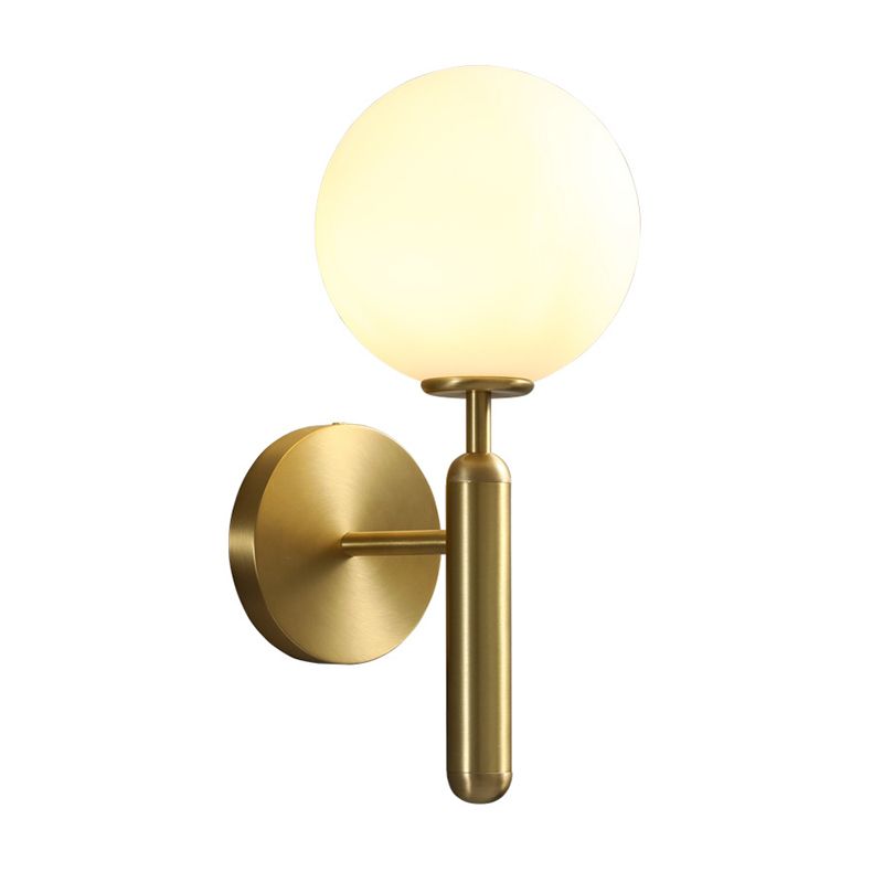 Modern Style Wall Mount Light White Ball Glass Shade Sconce Light for Bedroom Corridor