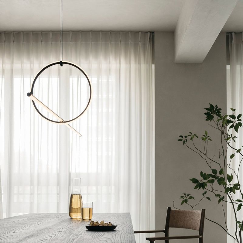 Modern Iron Chandelier Lamp Linear Island Pendant for Dining Room