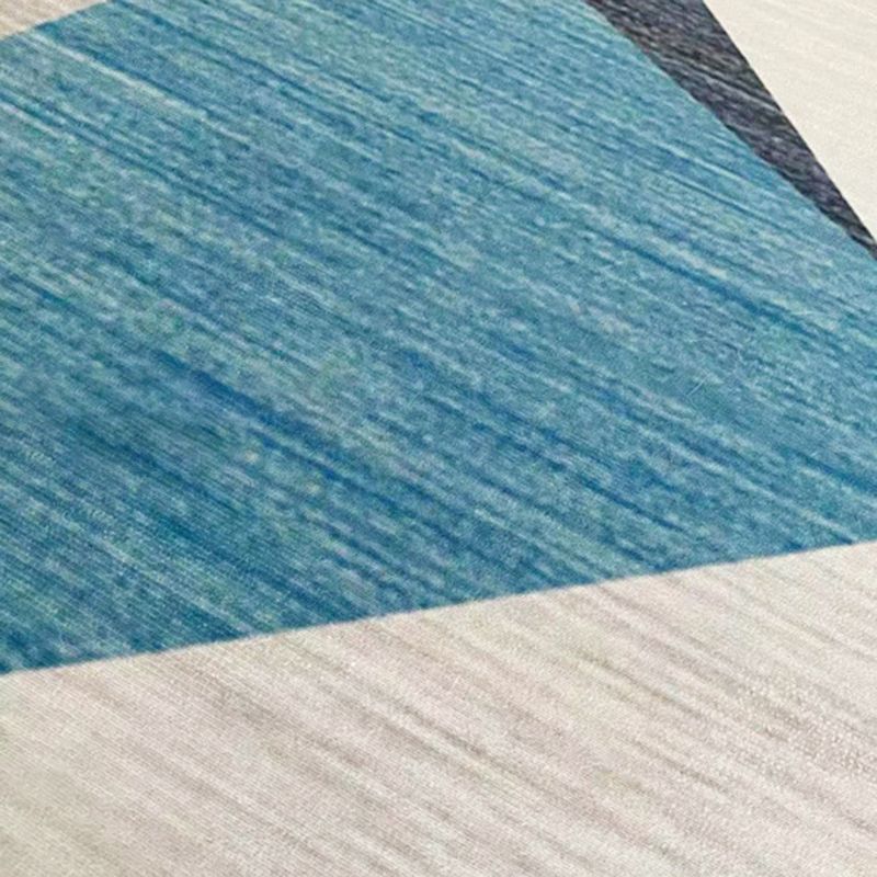 Sky Blue Abstract Pattern Rug Polyester Modern Rug Washable Rug for Living Room