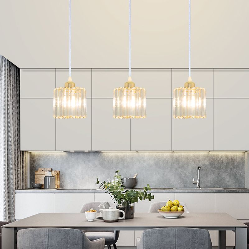 Modern Style Cylindrical Shape Hanging Light Crystal Multi Light Hanging Lamp for Bedroom