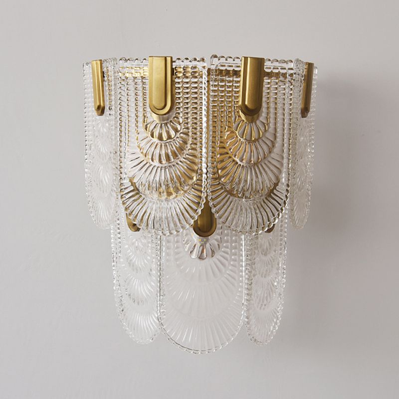 Glass Unique Shape Sconce Light Modern-Style 2 Lights Wall Light Fixtures in Gold