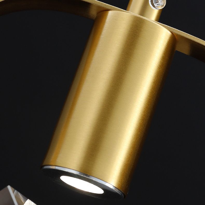 Crystal Block Mini Pendant Lighting Simplicity Brass LED Hanging Light for Bedroom