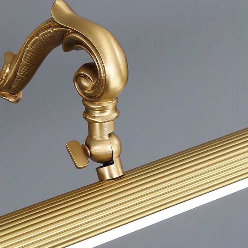 Linear Shape Metal Wall Sconce Modern Style 1-Light Mirror Wall Mounted Light in Brass