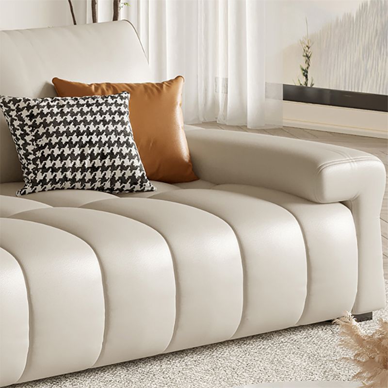 Pillow Top Arm L-shape Sectional Genuine Leather Sectional with Pillows