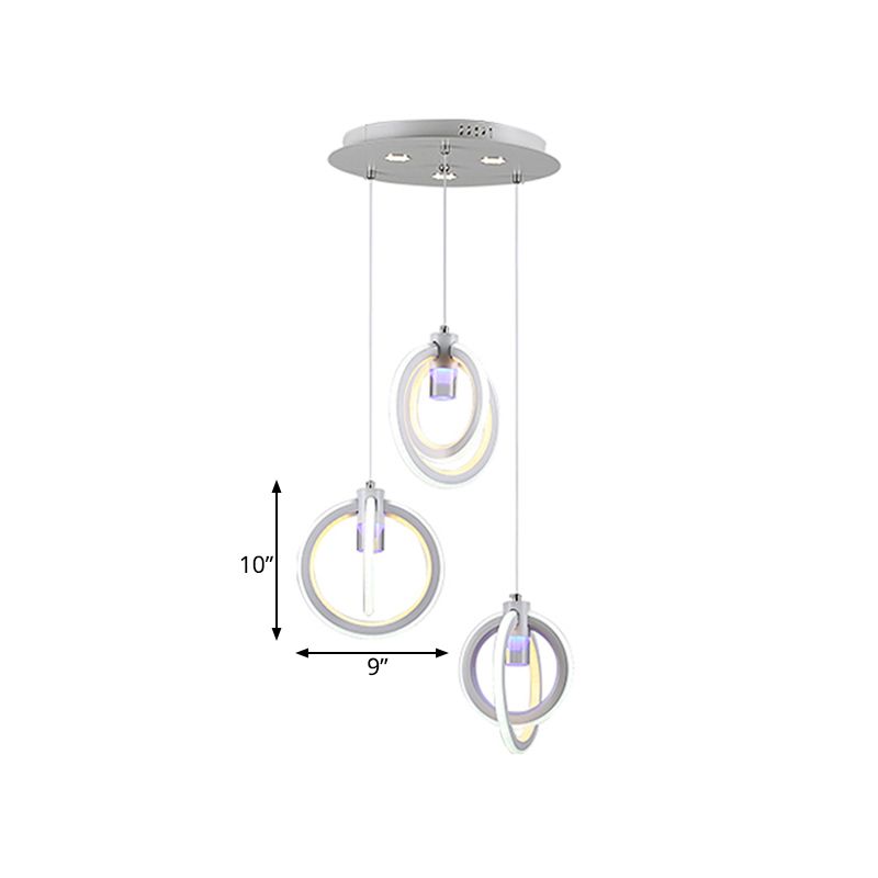 Costilla acrílica de órbita simple Coste de 3 luces Luz de techo colgante para sala de estar para sala de estar