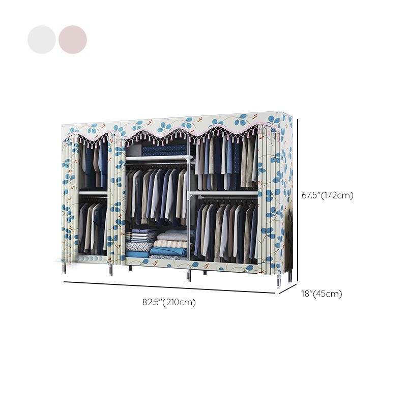Contemporary Style Metal Wardrobe Cloth Rod Included Wardrobe Closet with Legs
