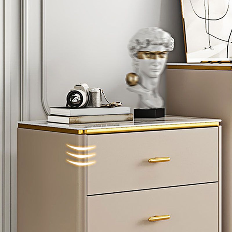 Glam Vertical Storage Chest Bedroom Stone Chest with Drawers
