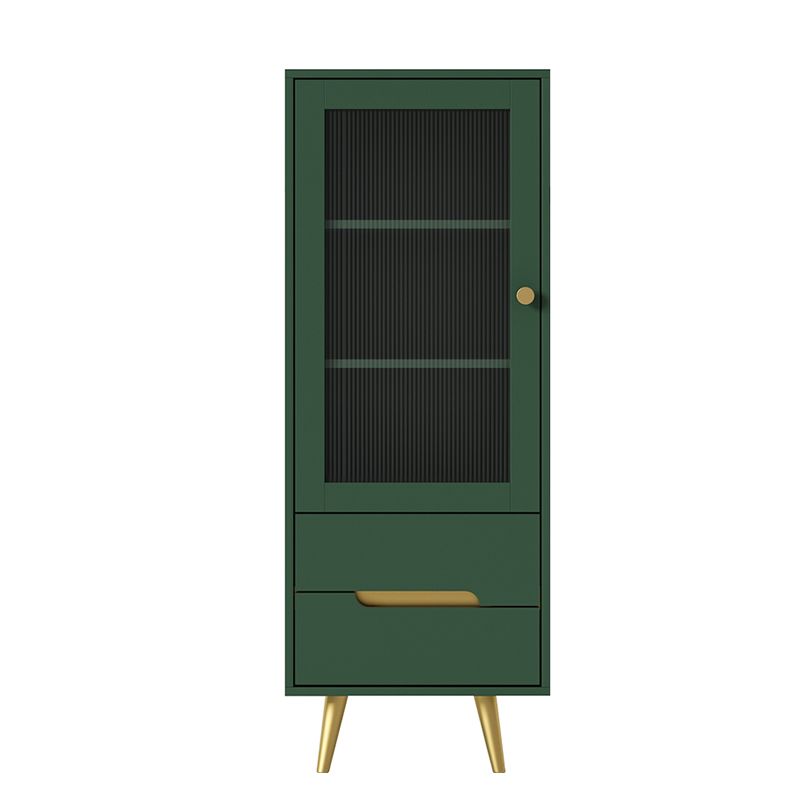 Modern Wooden Accent Cabinet with 2 Drawers and Glass Door Cabinet