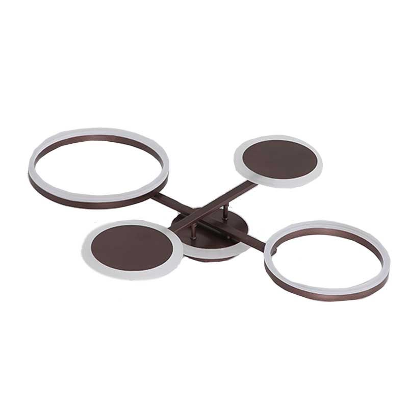 Lampada del soffitto postmoderno a 4/6 luci a filo caffè Sputnik Apparecchiatura a soffitto con tonalità acrilica in luce calda/bianca