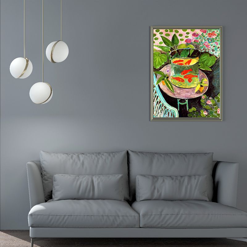 Henri Matisse Goldfish Painting Canvas Childrens Art Textured Wall Decor in Green for Bedroom