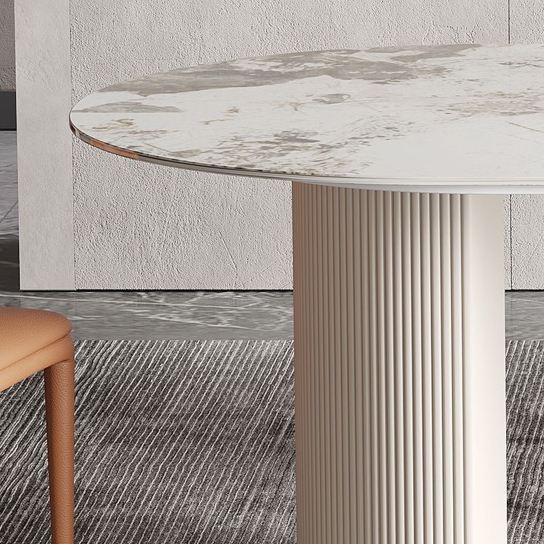 Glam Oval Dining Table Sintered Stone Table with Metal Legs for Home