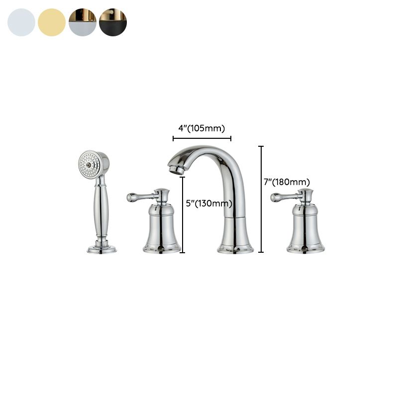 Modern Deck Mounted Lever Handle Bathroom Faucet with Handheld Shower Head