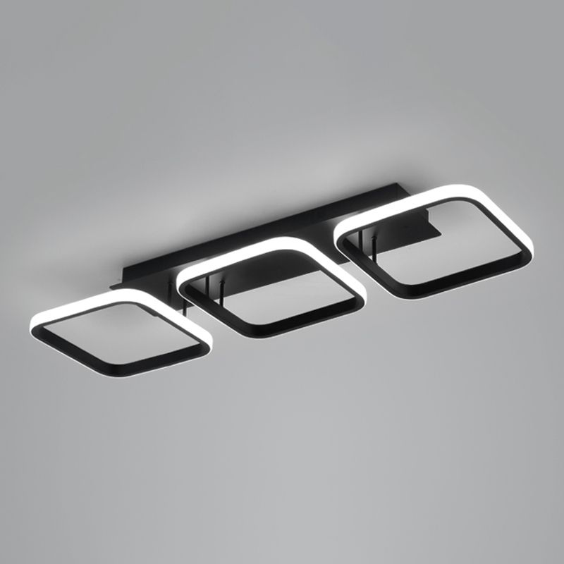 Illuminazione a soffitto quadrata nera Lampada da soffitto a semi-incasso in metallo nordico a LED